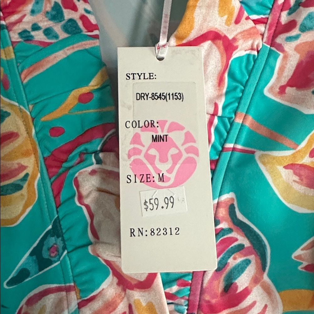 Aryeh Teal and Pink Floral Dress - Picture 4 of 4